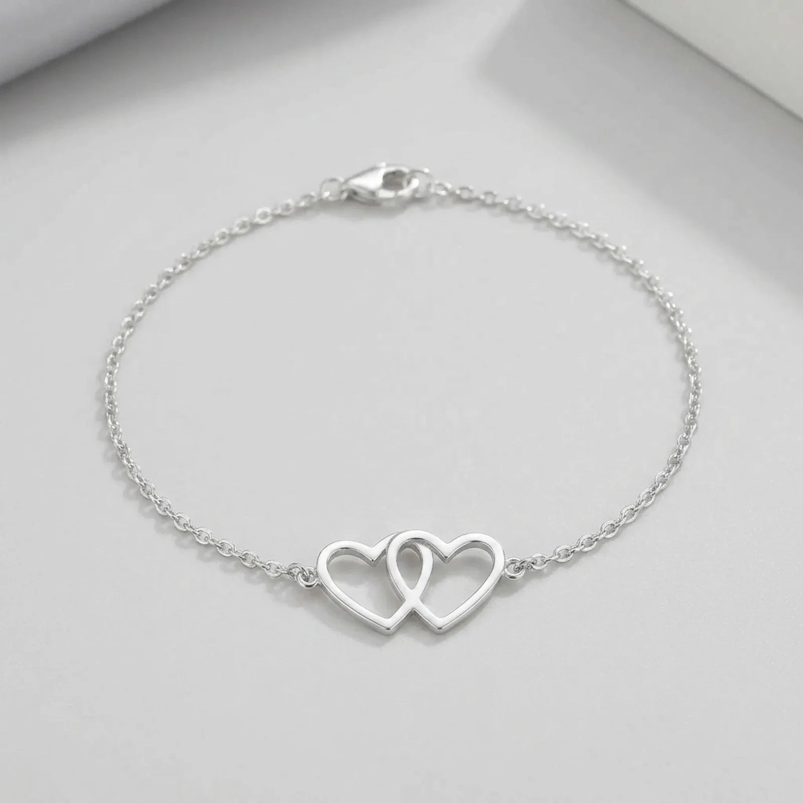 Entwined Hearts Bracelet | Double Heart Pendant | HBD