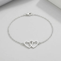 Entwined Hearts Bracelet | Double Heart Pendant | HBD