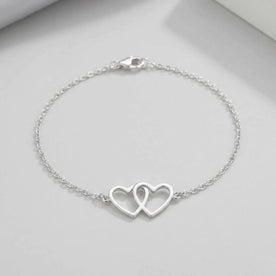 Entwined Hearts Bracelet | Double Heart Pendant | HBD