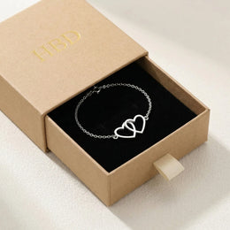 Entwined Hearts Bracelet | Double Heart Pendant | HBD