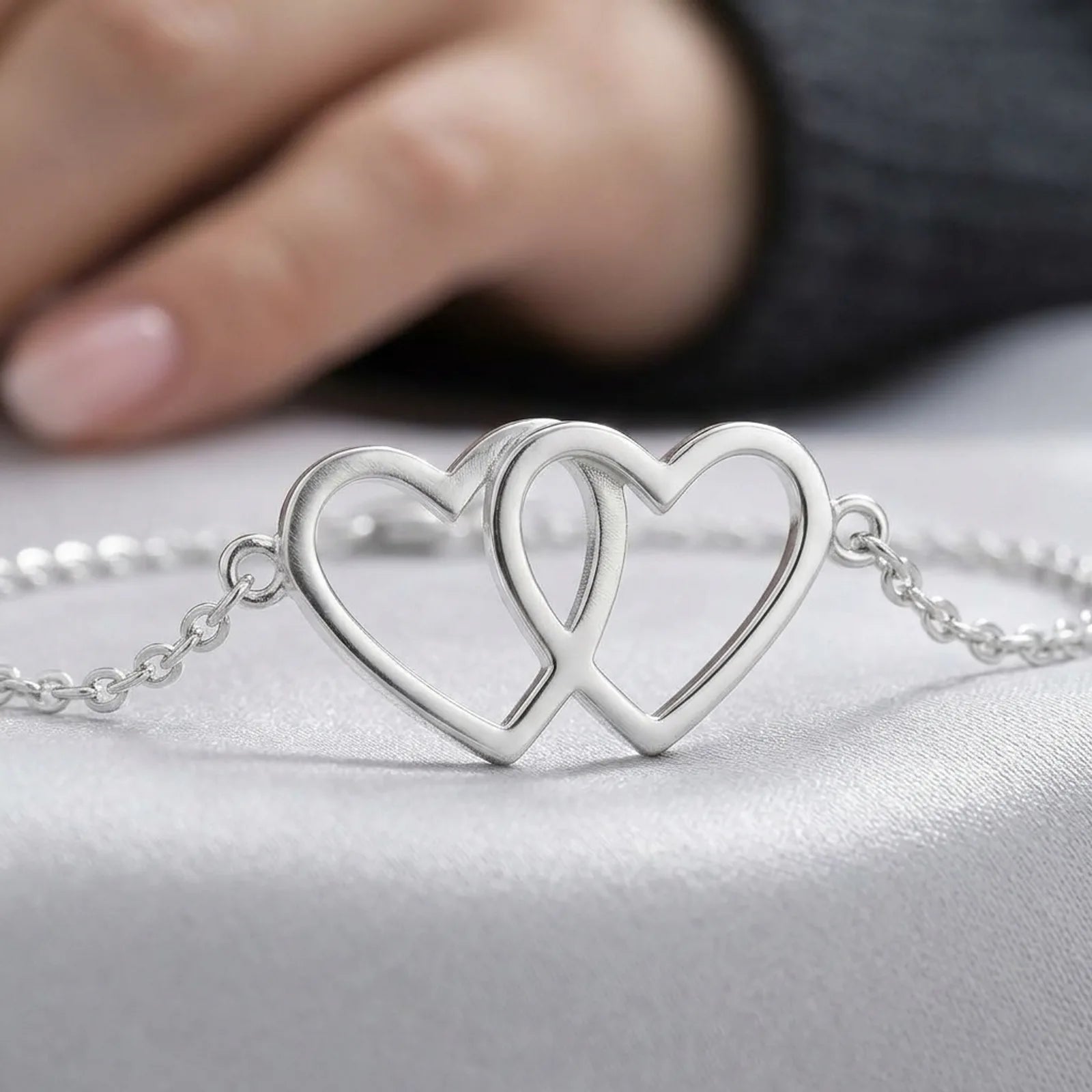 Entwined Hearts Bracelet | Double Heart Pendant | HBD