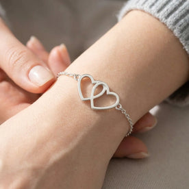 Entwined Hearts Bracelet | Double Heart Pendant | HBD