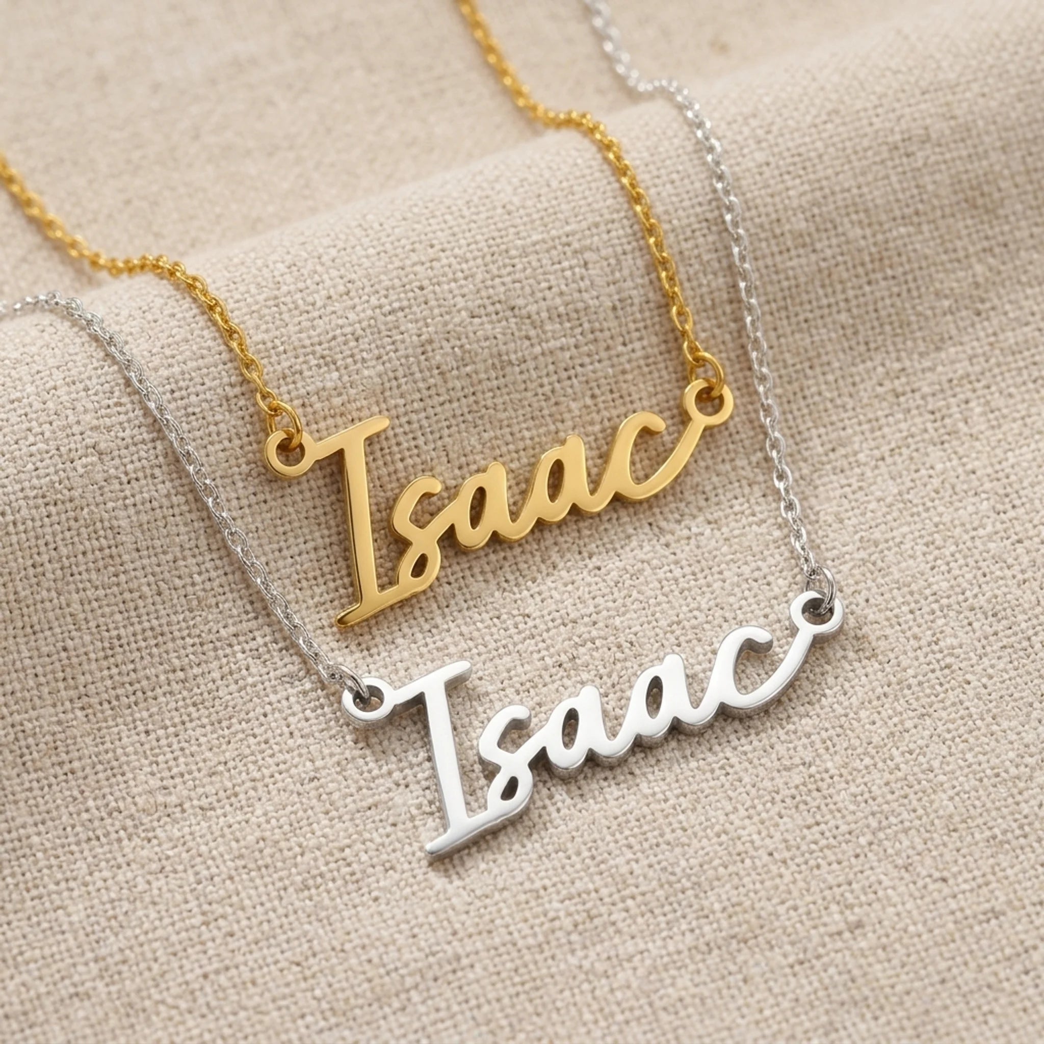 Isaac Name Necklace | 18ct Gold, Silver & Vermeil | Ready to Ship
