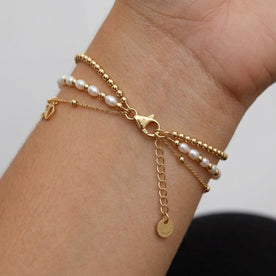 Italian Seed Chain Bracelet in Gold & Silver - Designed With Polished Beads