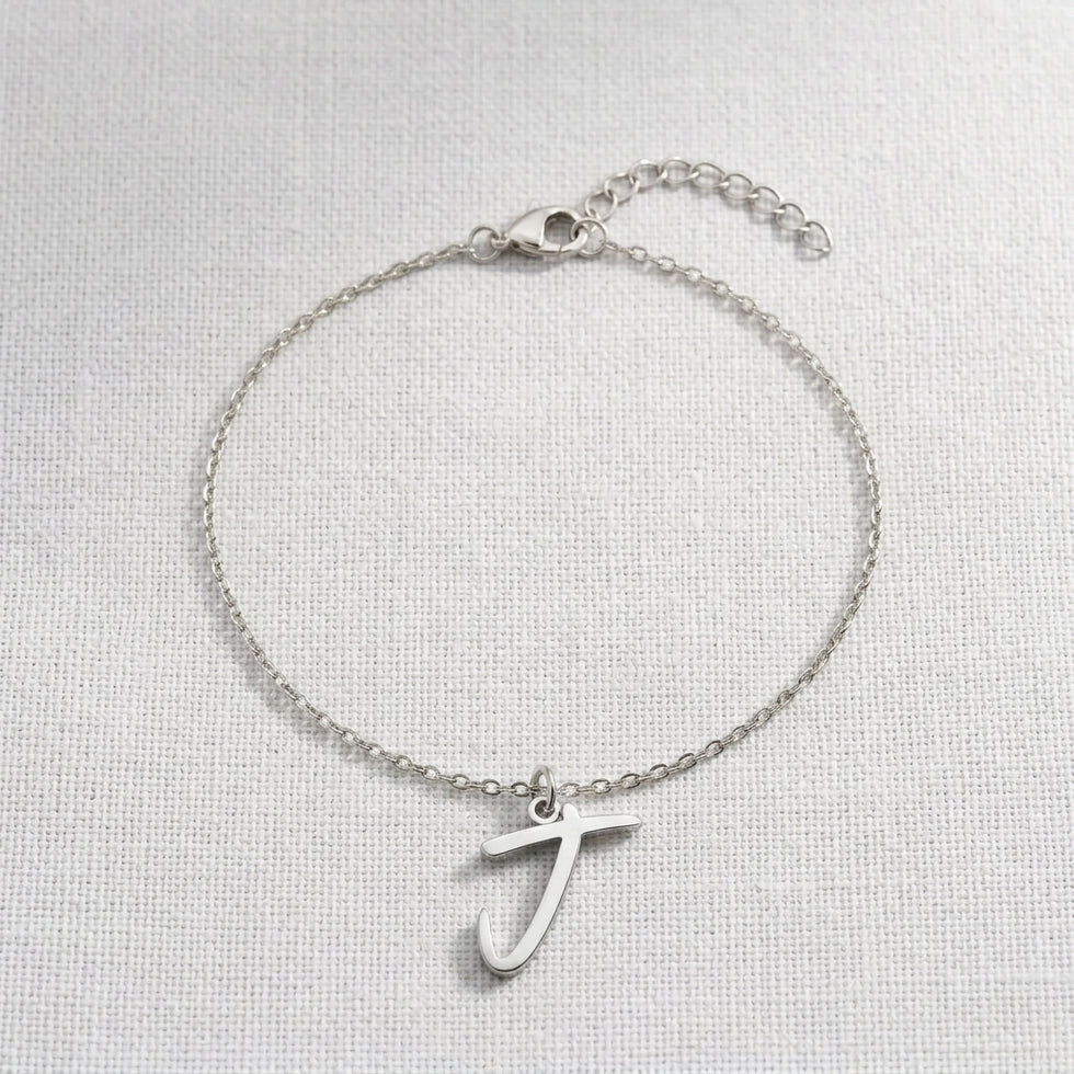 J Bracelet | Initial & Letter J Charm, Gold & Silver