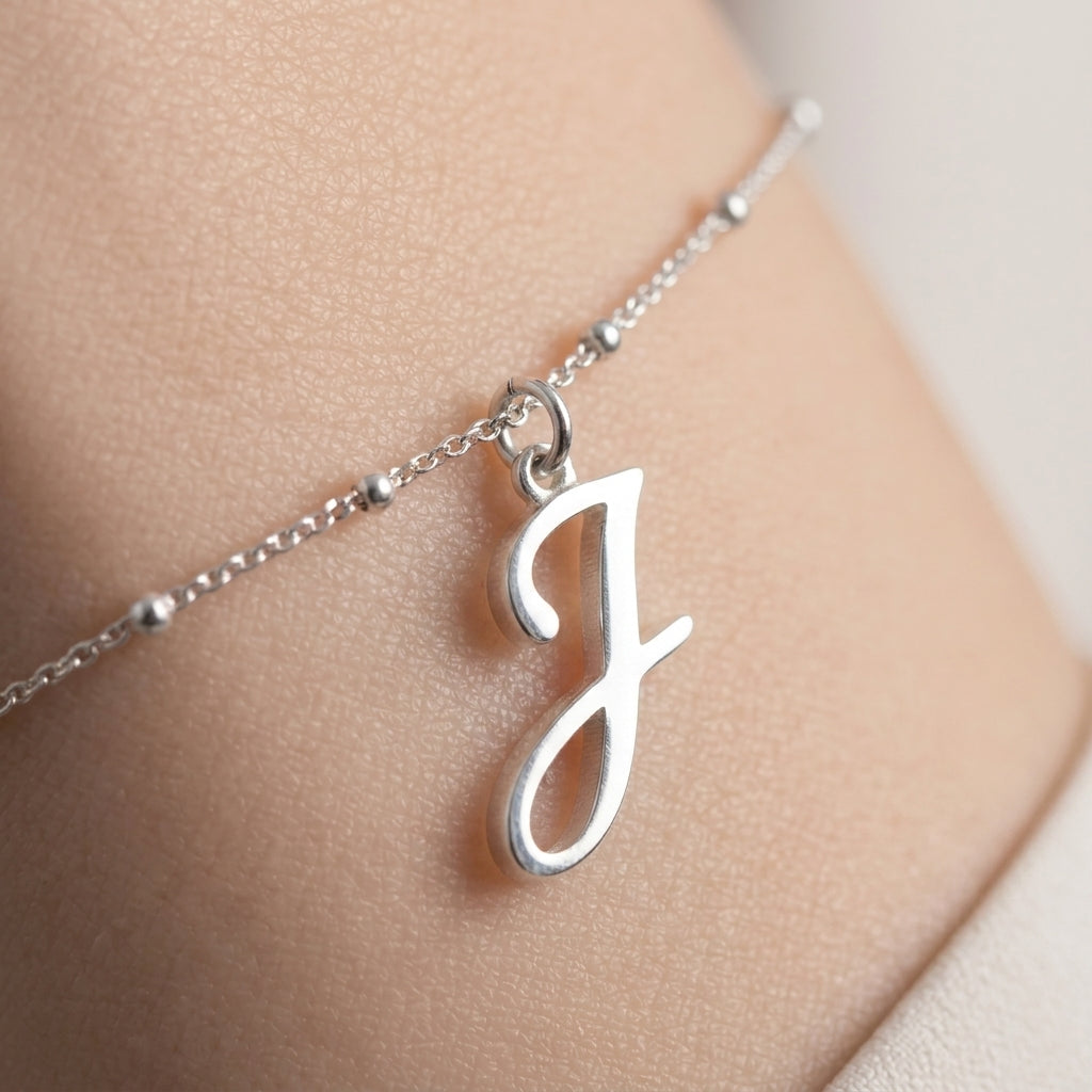 J Bracelet | Initial & Letter J Charm, Gold & Silver