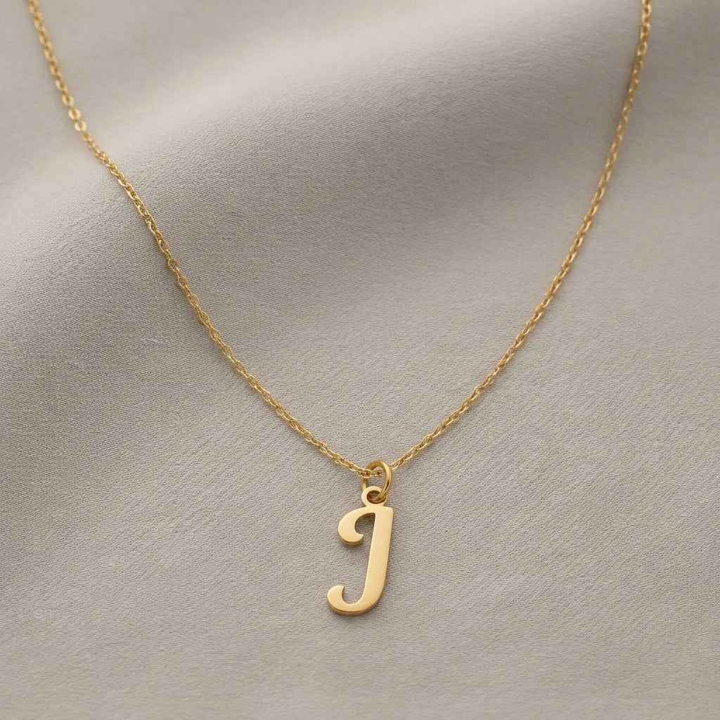 J Necklace | Initial & Letter J Pendant, Gold & Silver