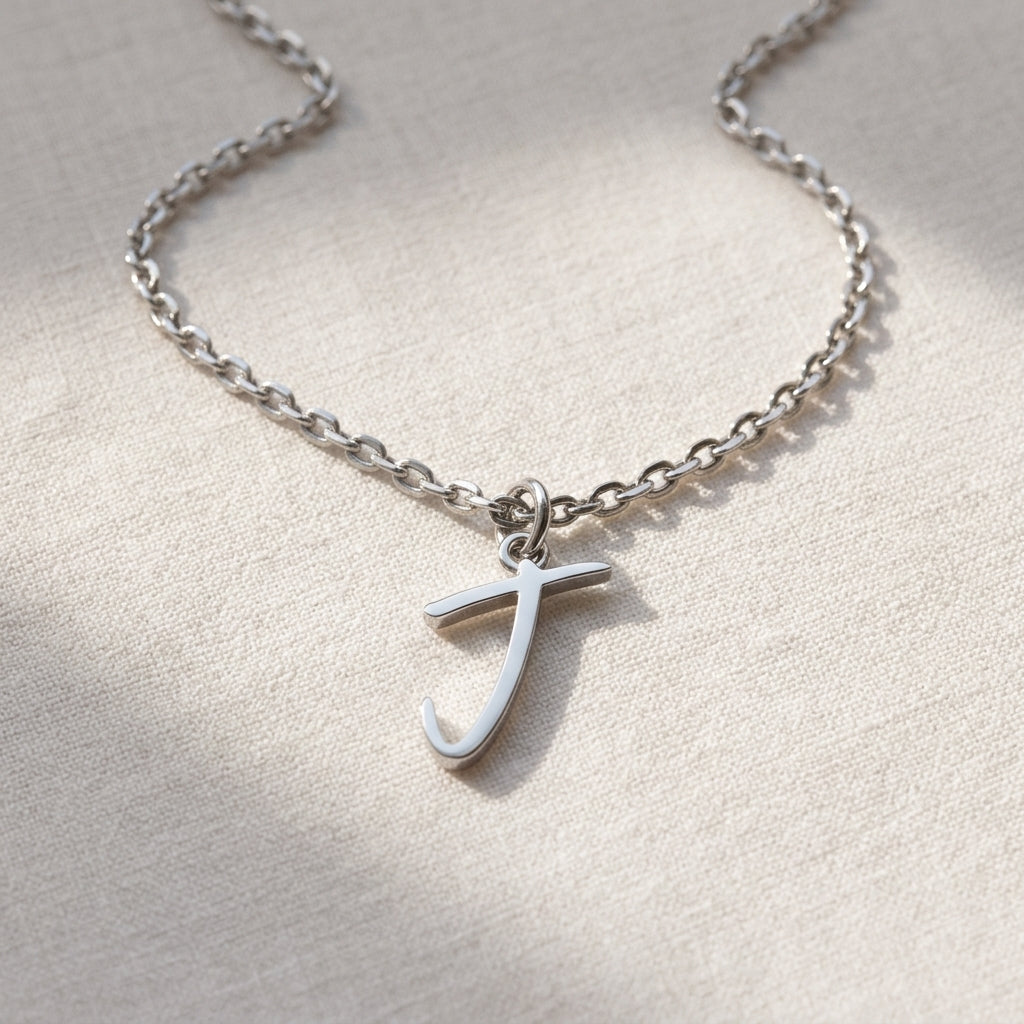 J Necklace | Initial & Letter J Pendant, Gold & Silver