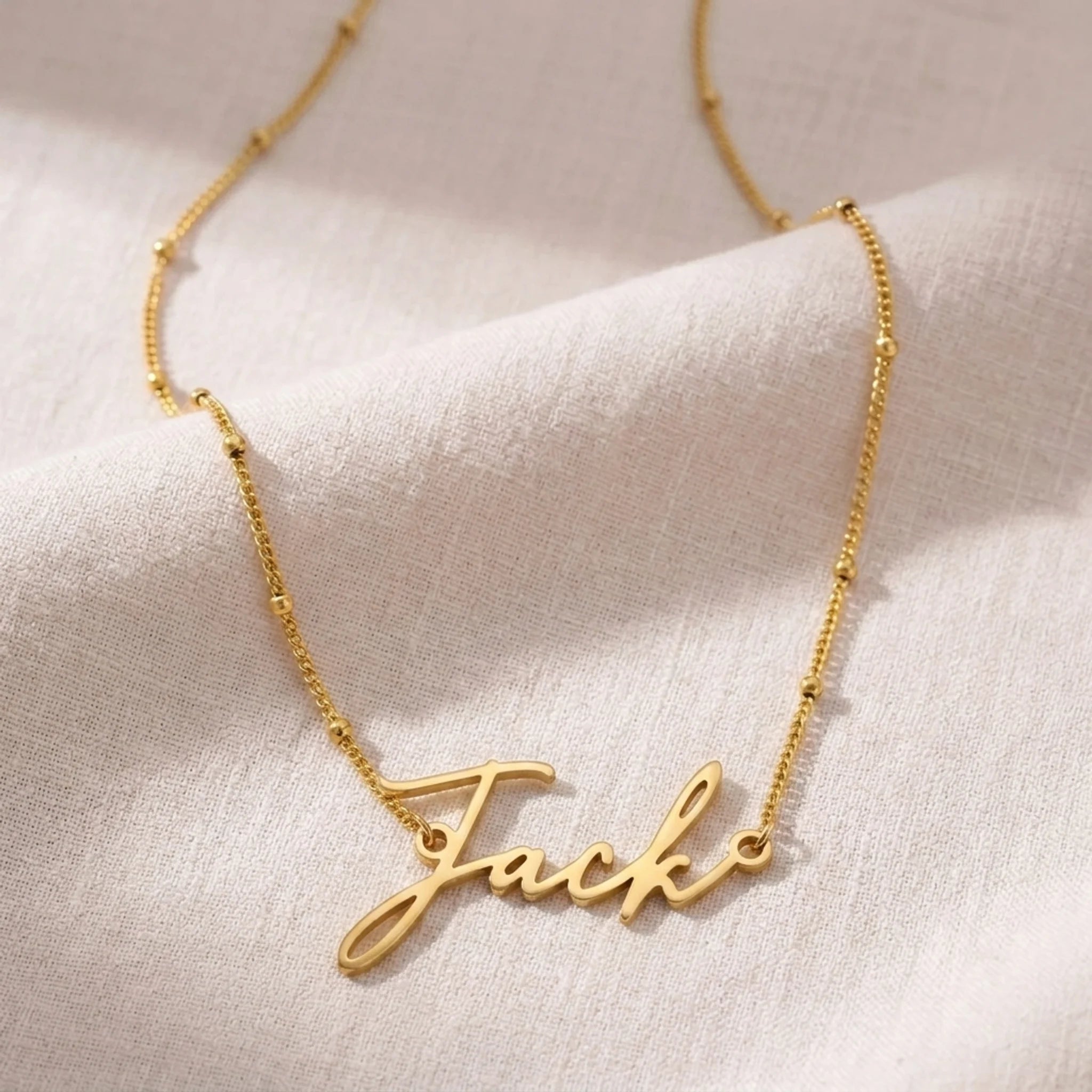 Jack Name Necklace | 18ct Gold, Silver & Vermeil | Ready to Ship