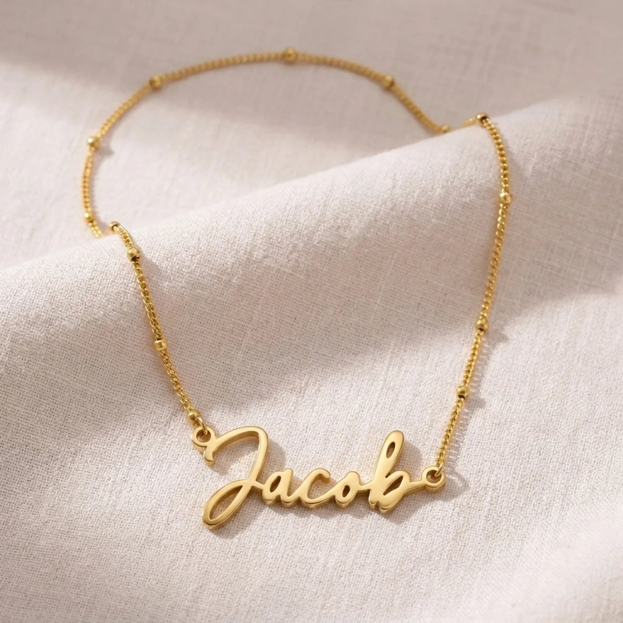 Jacob Name Necklace | 18ct Gold, Silver & Vermeil | Ready to Ship