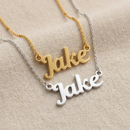 Jake Name Necklace | 18ct Gold, Silver & Vermeil | Ready to Ship