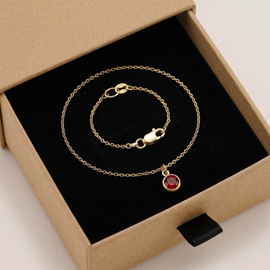 January Birthstone Bracelet | Garnet, Gold & Silver