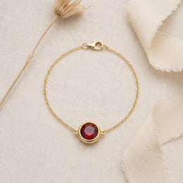 January Birthstone Bracelet | Garnet, Gold & Silver