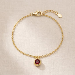 January Birthstone Bracelet | Garnet, Gold & Silver