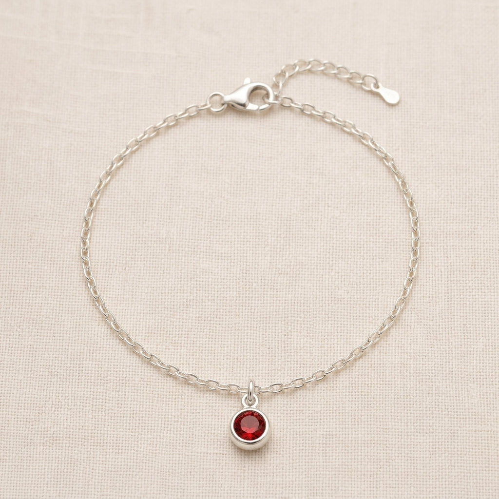 January Birthstone Bracelet | Garnet, Gold & Silver