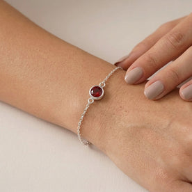 January Birthstone Bracelet | Garnet, Gold & Silver