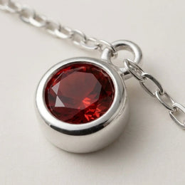 January Birthstone Necklace | Garnet, Gold & Silver