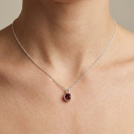January Birthstone Necklace | Garnet, Gold & Silver