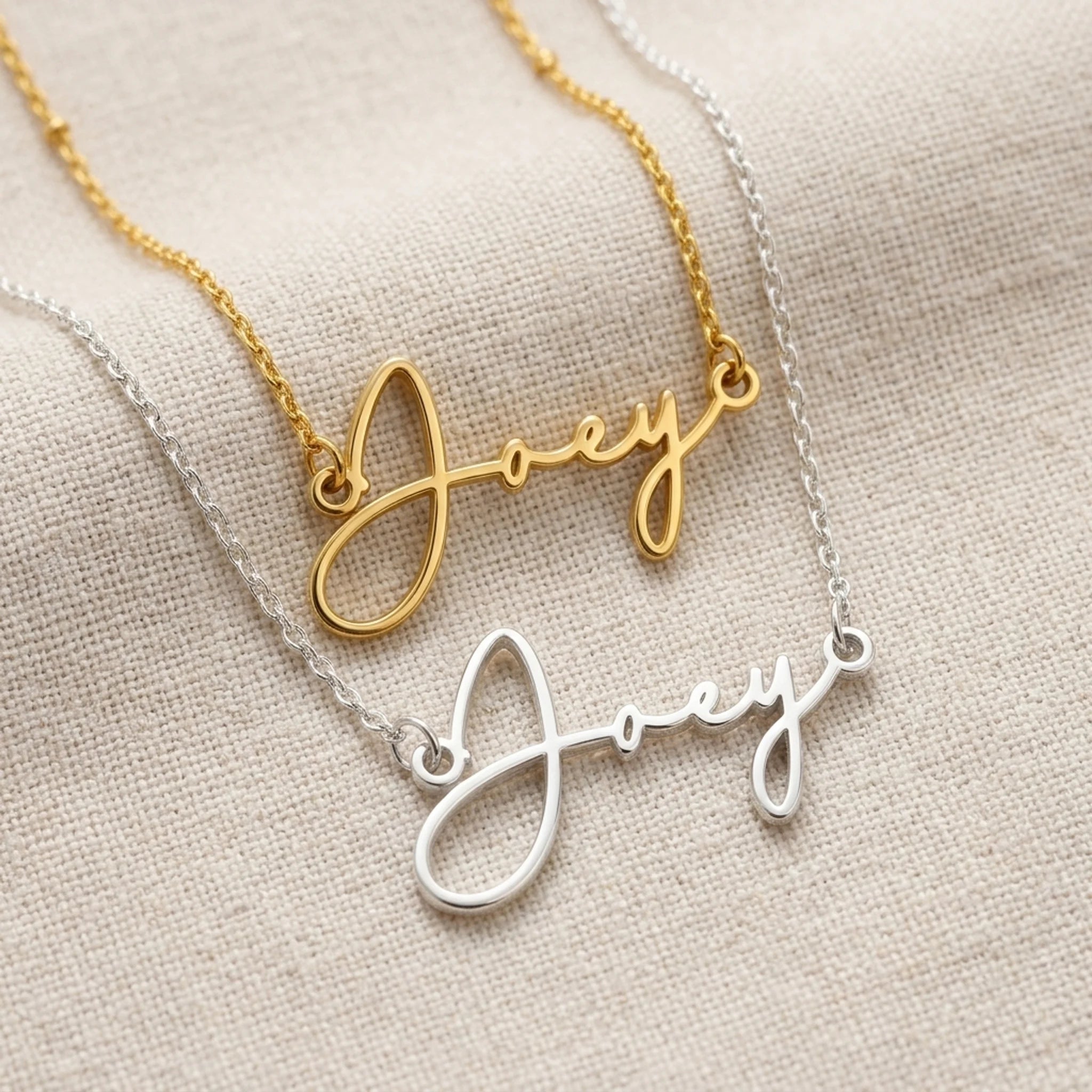 Joey Name Necklace | 18ct Gold, Silver & Vermeil | Ready to Ship