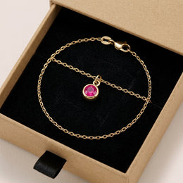 July Birthstone Bracelet | Ruby, Gold & Silver