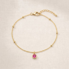 July Birthstone Bracelet | Ruby, Gold & Silver