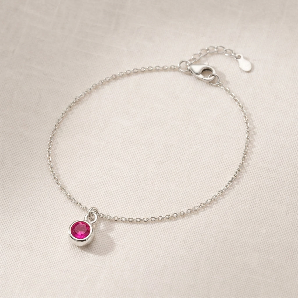 July Birthstone Bracelet | Ruby, Gold & Silver