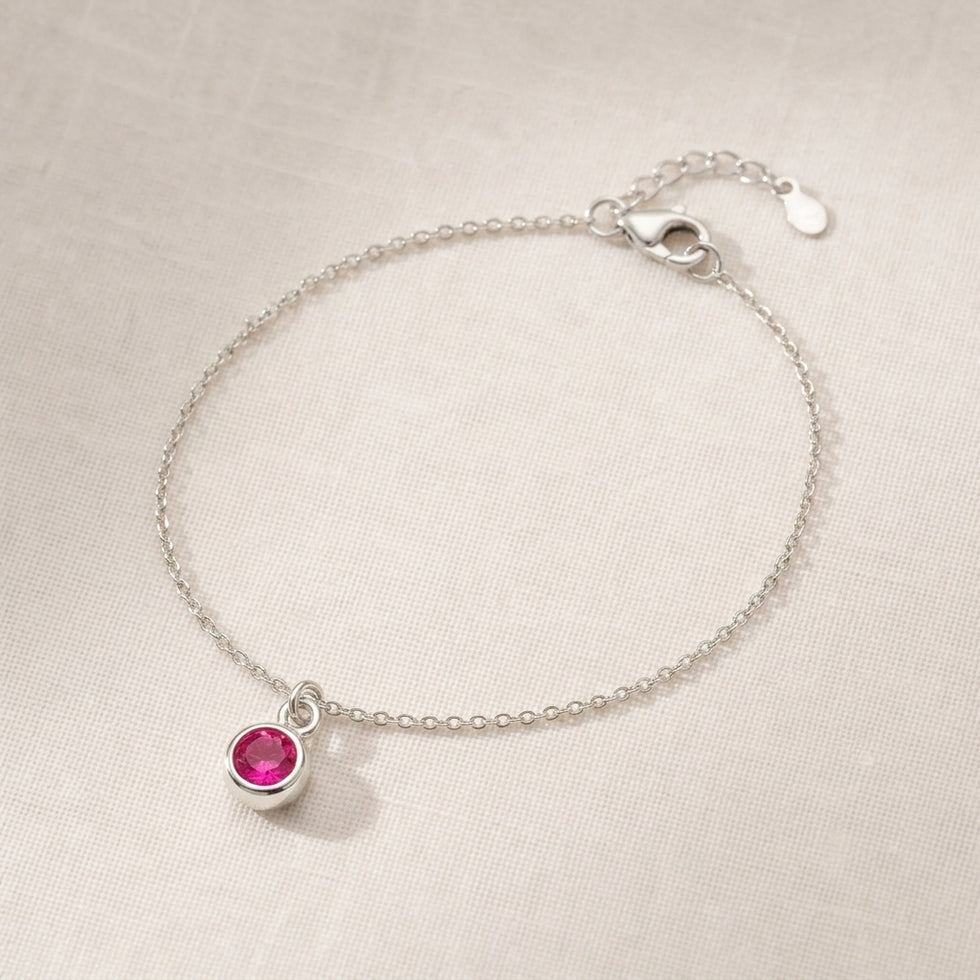 July Birthstone Bracelet | Ruby, Gold & Silver