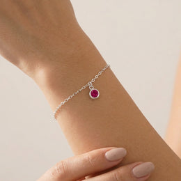 July Birthstone Bracelet | Ruby, Gold & Silver