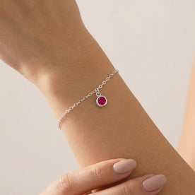 July Birthstone Bracelet | Ruby, Gold & Silver