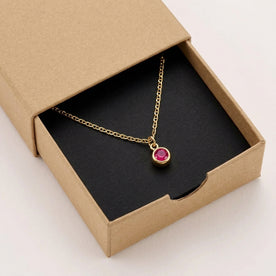 July Birthstone Necklace | Ruby, Gold & Silver