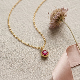July Birthstone Necklace | Ruby, Gold & Silver