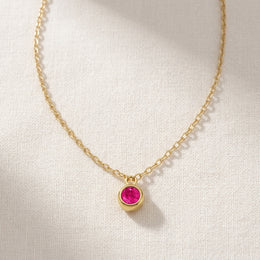 July Birthstone Necklace | Ruby, Gold & Silver