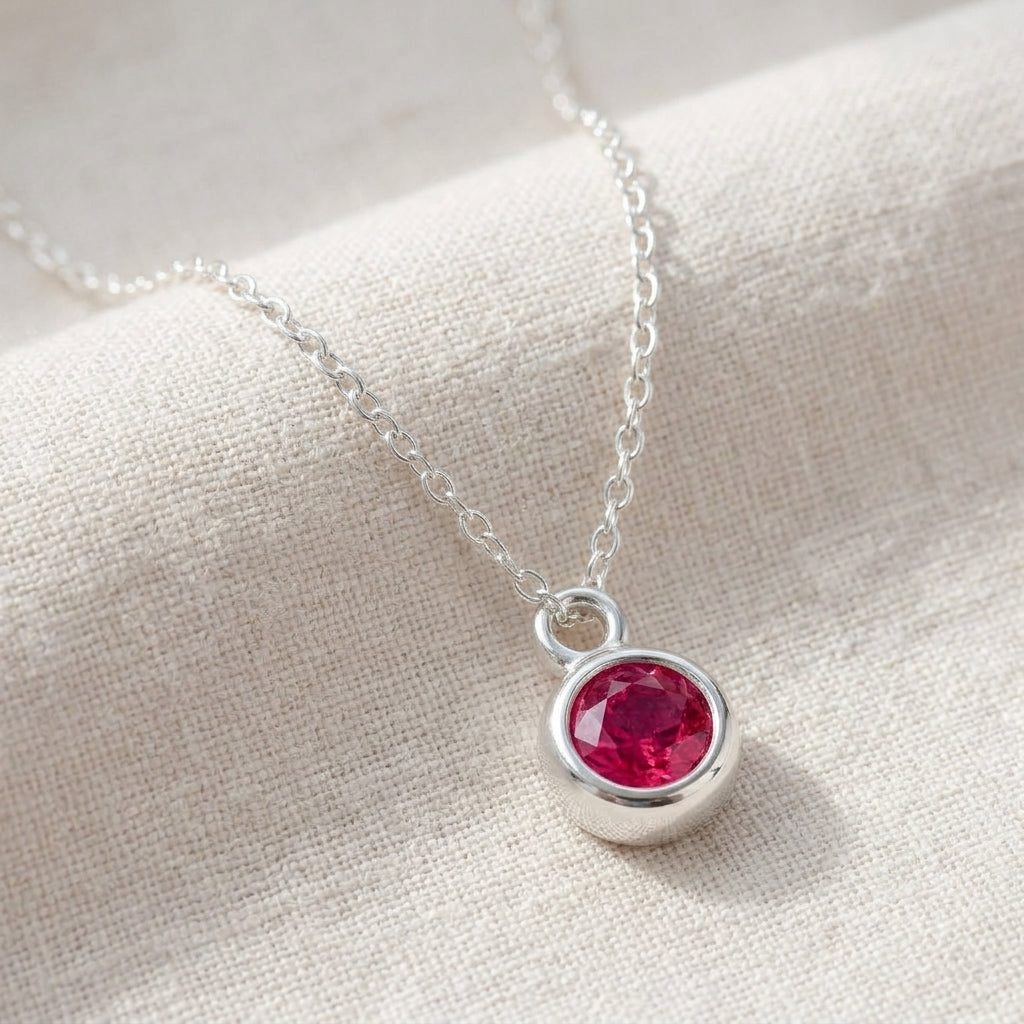 July Birthstone Necklace | Ruby, Gold & Silver