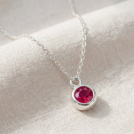 July Birthstone Necklace | Ruby, Gold & Silver