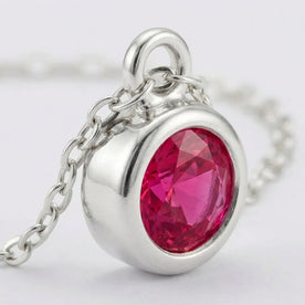 July Birthstone Necklace | Ruby, Gold & Silver
