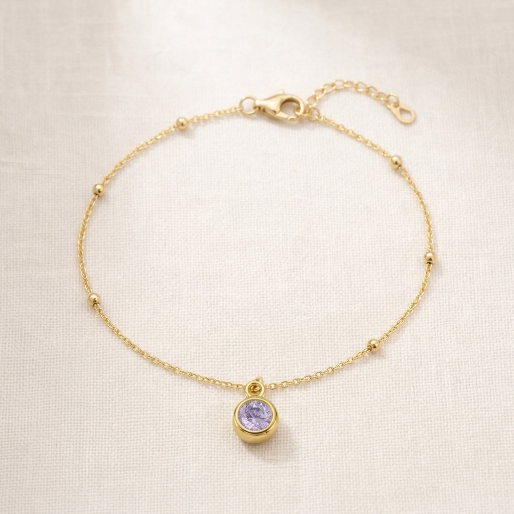 June Birthstone Bracelet | Light Amethyst, Gold & Silver