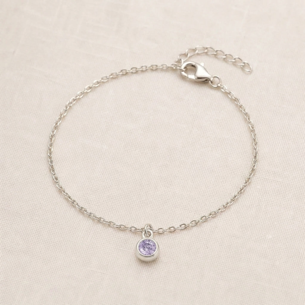 June Birthstone Bracelet | Light Amethyst, Gold & Silver