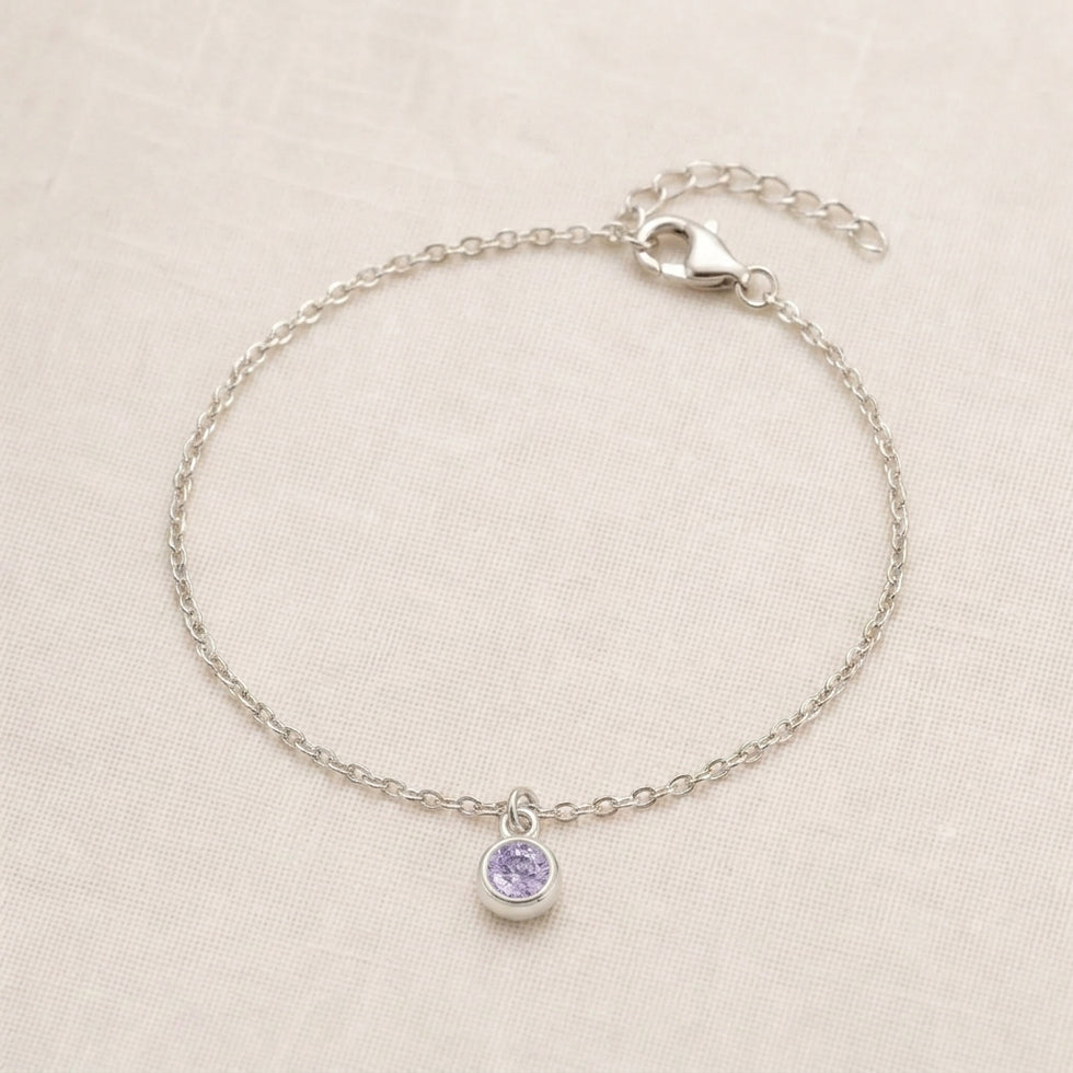 June Birthstone Bracelet | Light Amethyst, Gold & Silver