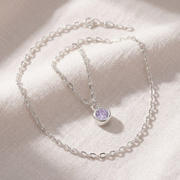 June Birthstone Necklace | Light Amethyst, Gold & Silver