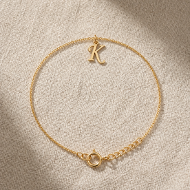 K Bracelet | Initial & Letter K Charm, Gold & Silver