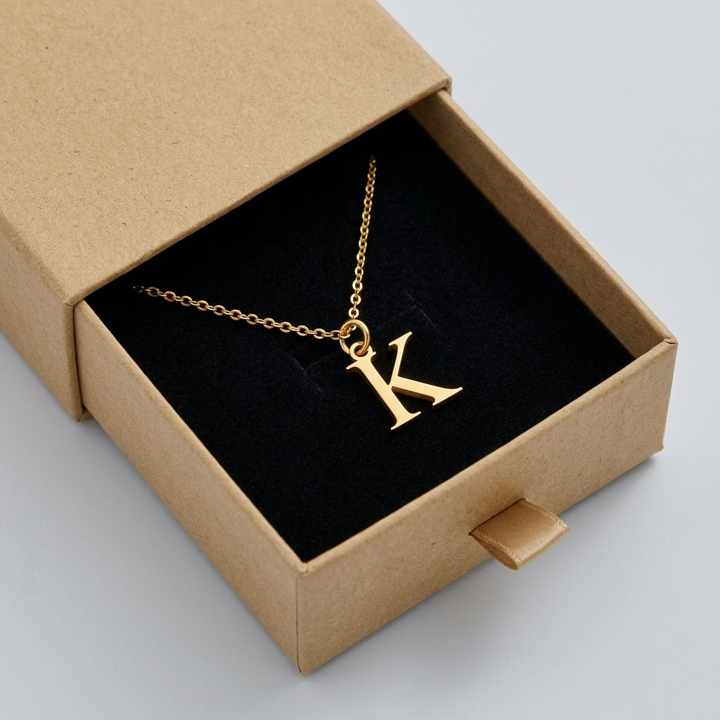 K Necklace | Initial & Letter K Pendant, Gold & Silver