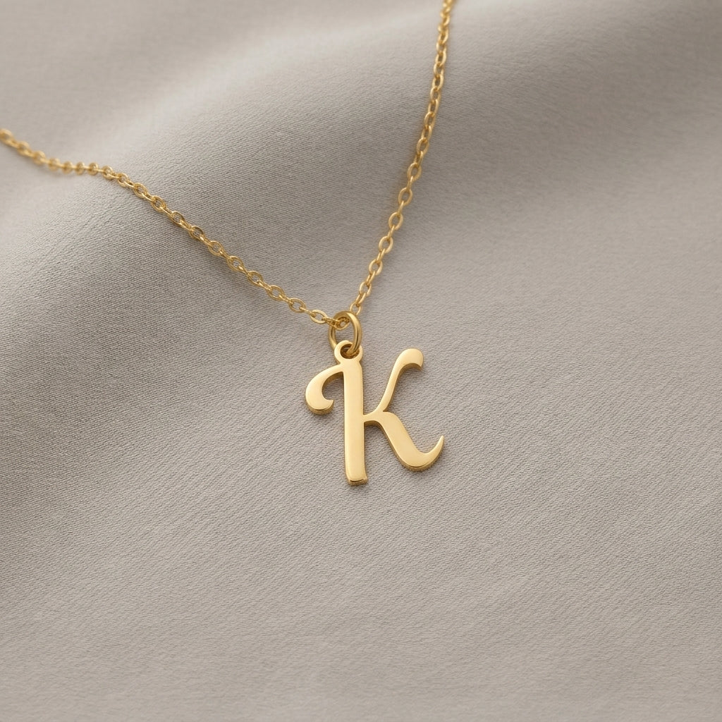 K Necklace | Initial & Letter K Pendant, Gold & Silver
