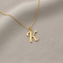 K Necklace | Initial & Letter K Pendant, Gold & Silver