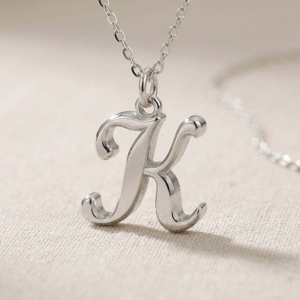 K Necklace | Initial & Letter K Pendant, Gold & Silver