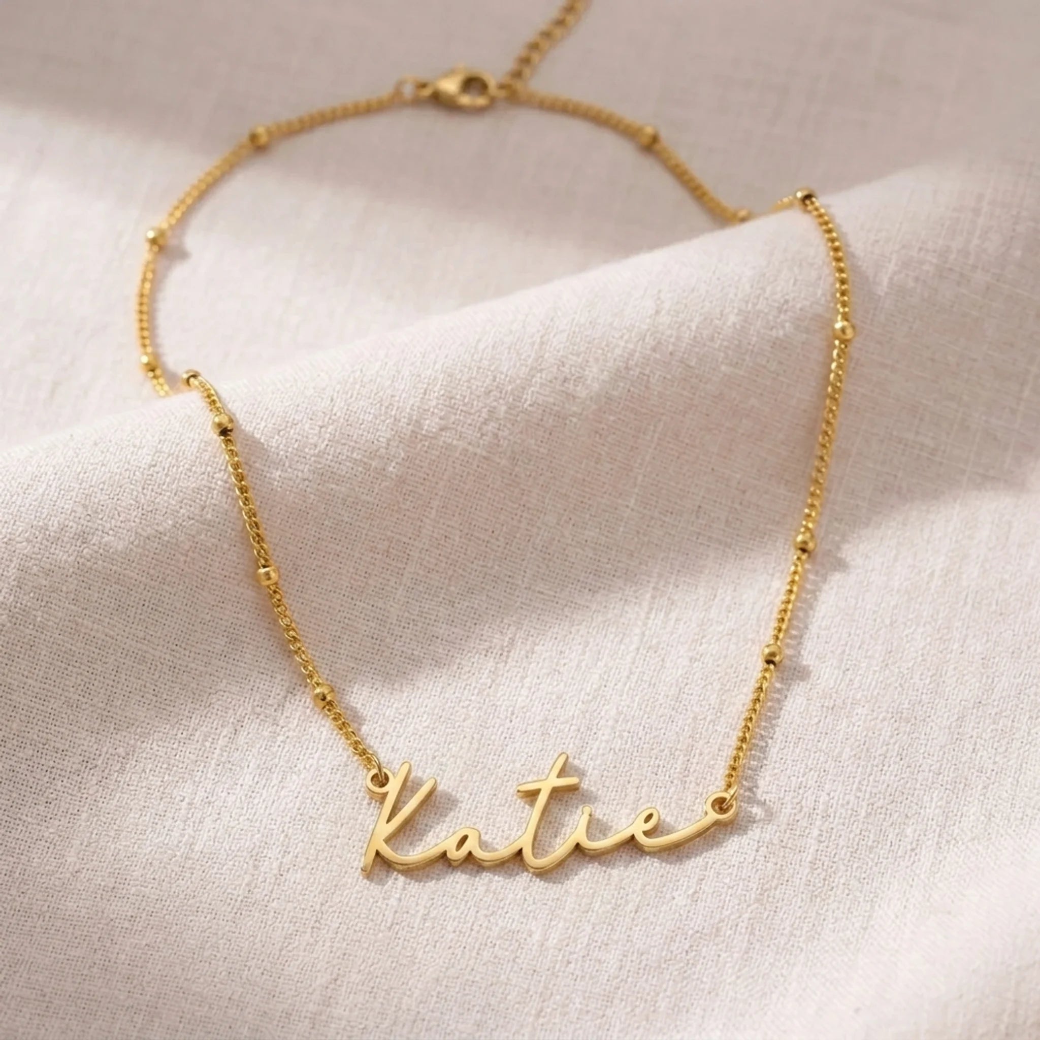 Katie Name Necklace | 18ct Gold, Silver & Vermeil | Ready to Ship