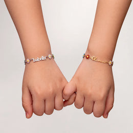 Personalised Kids Daisy Chain Name Bracelet in Gold & Silver