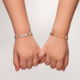 Personalised Kids Daisy Chain Name Bracelet in Gold & Silver