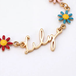 Personalised Kids Daisy Chain Name Bracelet in Gold & Silver