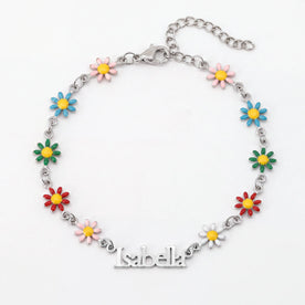 Personalised Kids Daisy Chain Name Bracelet in Gold & Silver