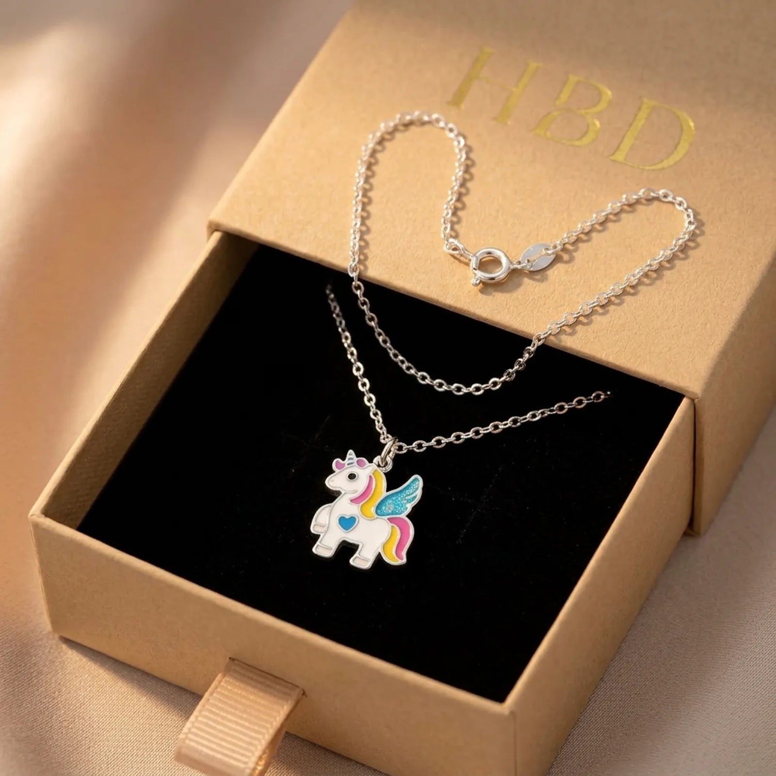 Unicorn Necklace for Kids – Sterling Silver Pendant with Crystals – Magical Children’s Jewellery